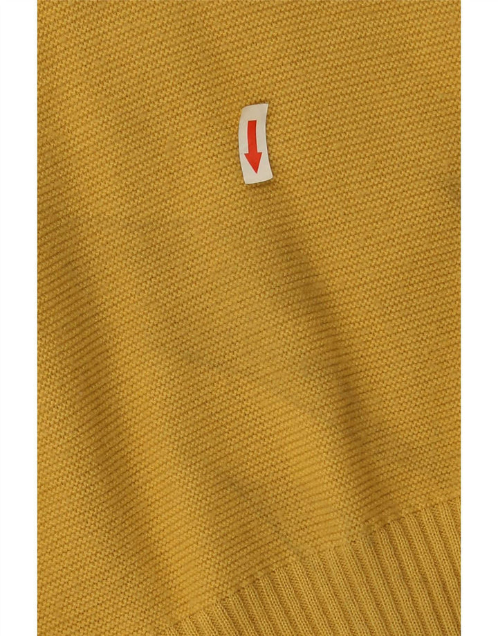 Vintage hombres V-cuello jumper suéter IT 52 poliéster amarillo grande