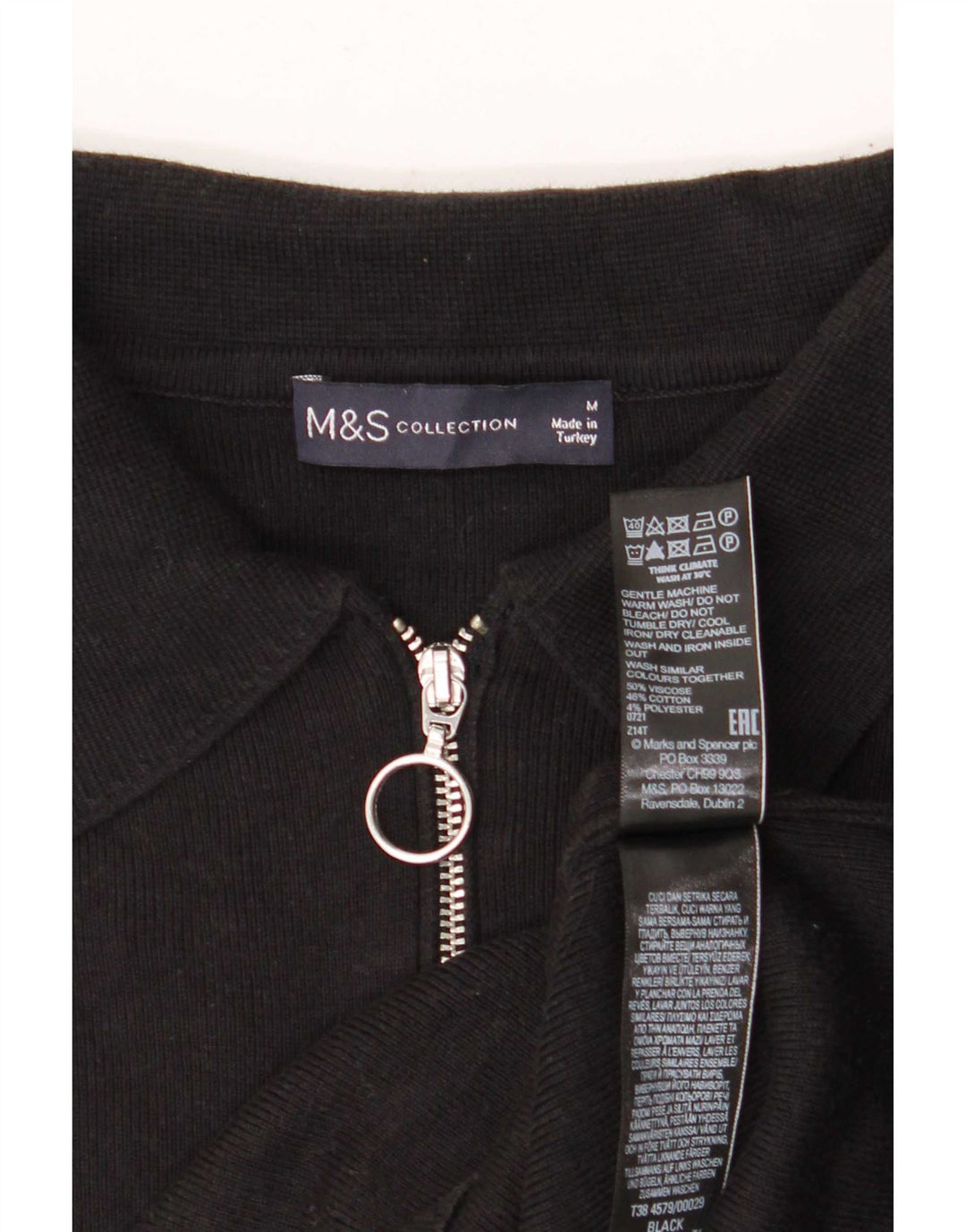 Marks & Spencer Polo para mujer UK 44 Medium Viscosa negra