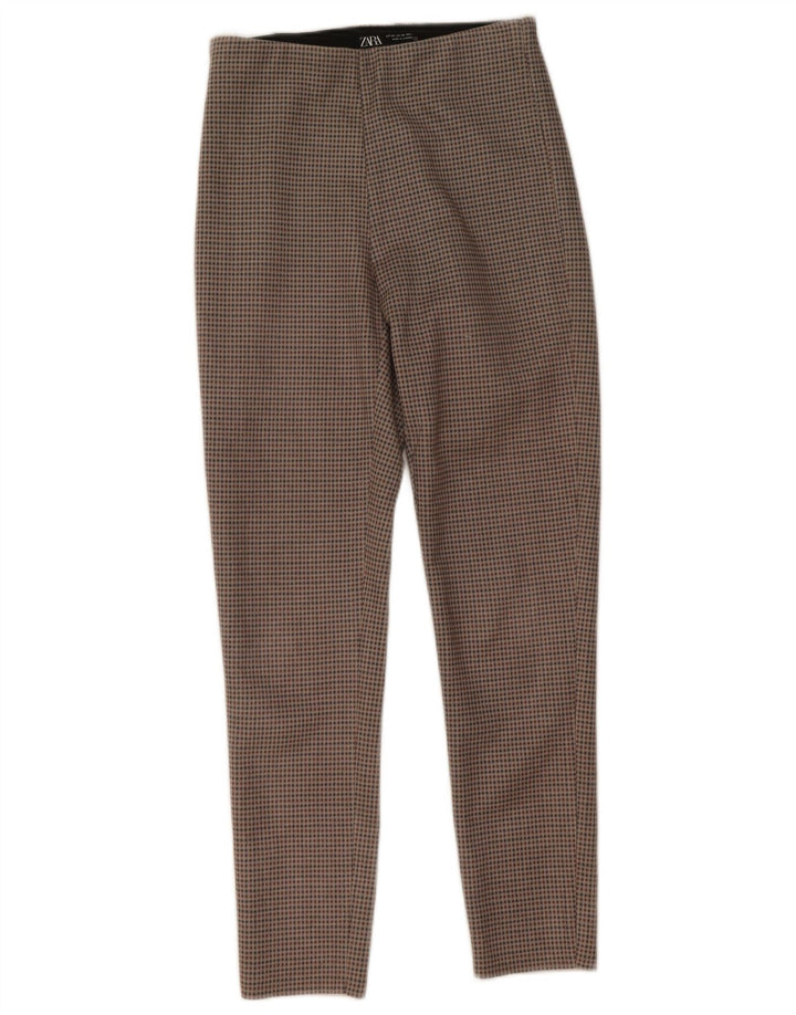 Zara Leggings Mujer UK 4 XS Gris Pata De Gallo Poliéster