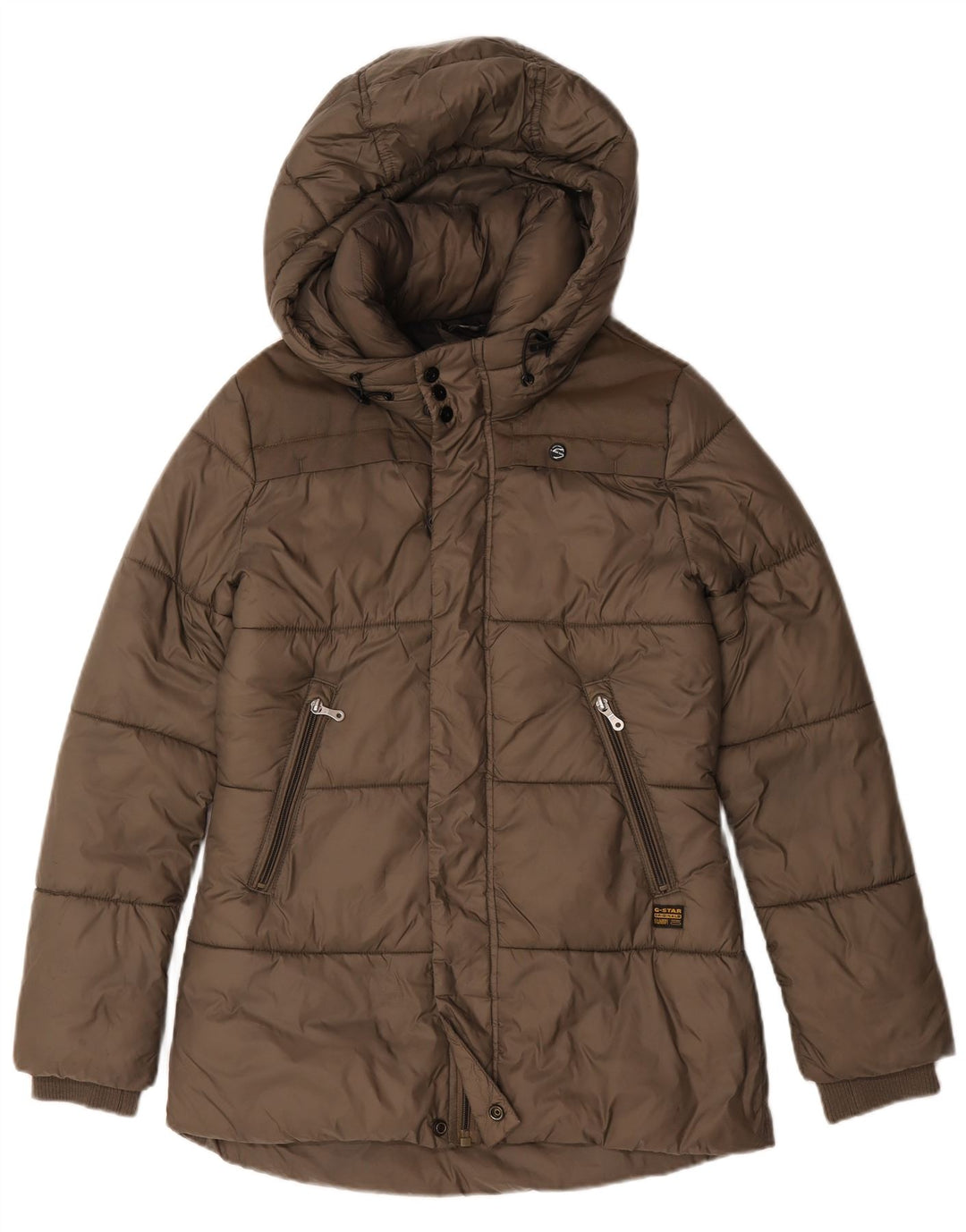 G-Star Mujer Chaqueta Acolchada Con Capucha UK 44 Mediano Caqui Poliamida