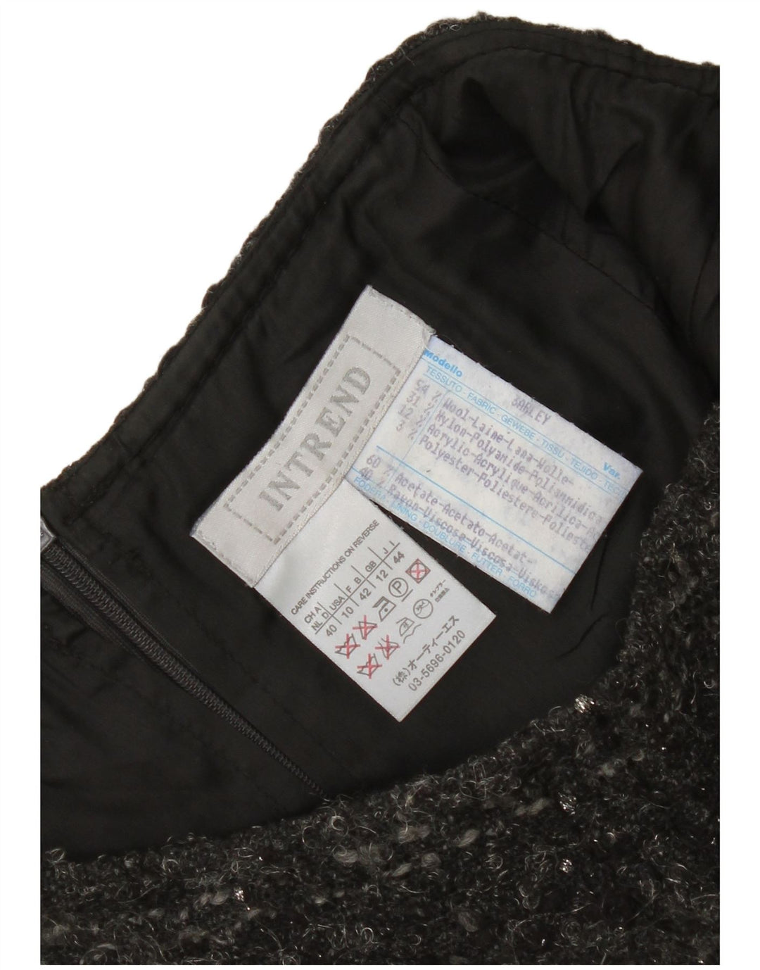 Falda lápiz para mujer Intrend UK 12 Medium W30 Lana a cuadros gris