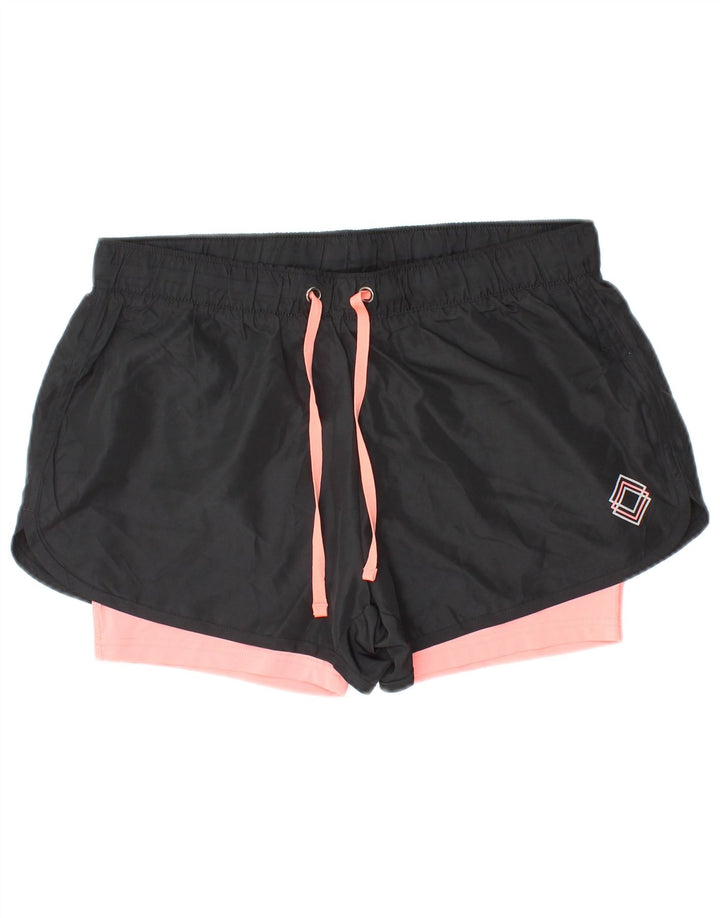 CRIVIT Pantalones cortos deportivos para mujer ES 14/16 Mediano Negro Colorblock Poliéster
