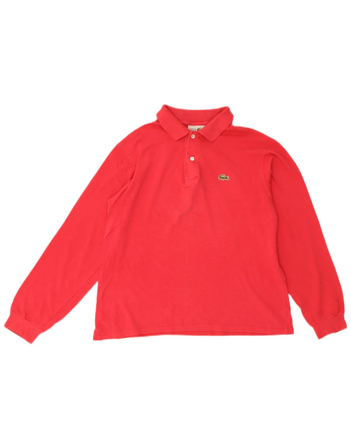 Lacoste Polo de manga larga para hombre talla 4 mediano algodón rojo
