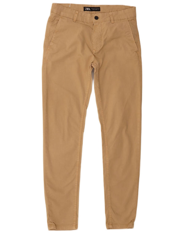 Zara Mens Slim Chino Pantalones EU 38 Small W30 L30 Beige