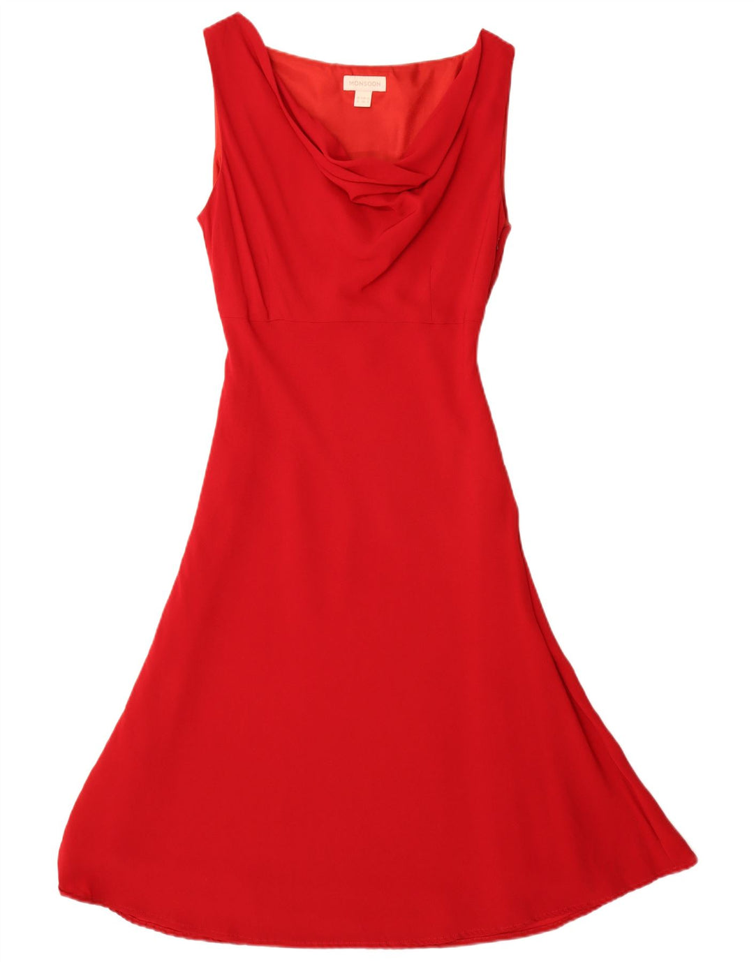 Monsoon Vestido acampanado sin mangas para mujer UK 42 Viscosa roja mediana