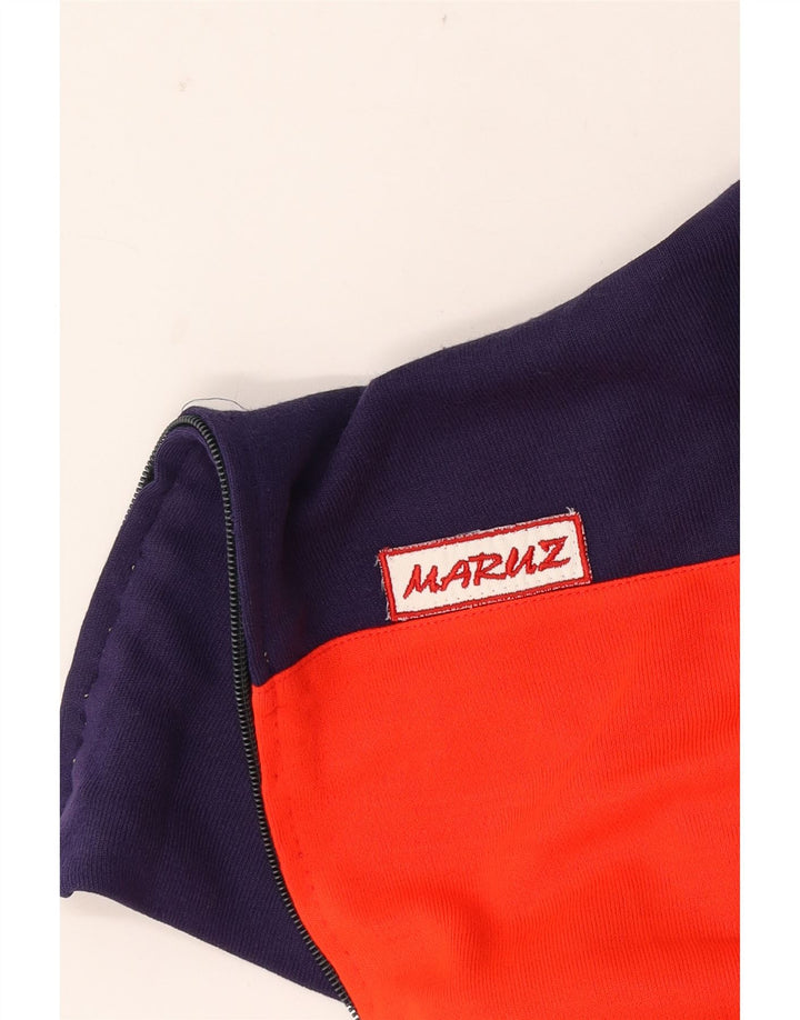 Vintage hombres chándal top chaqueta medio rojo colorblock
