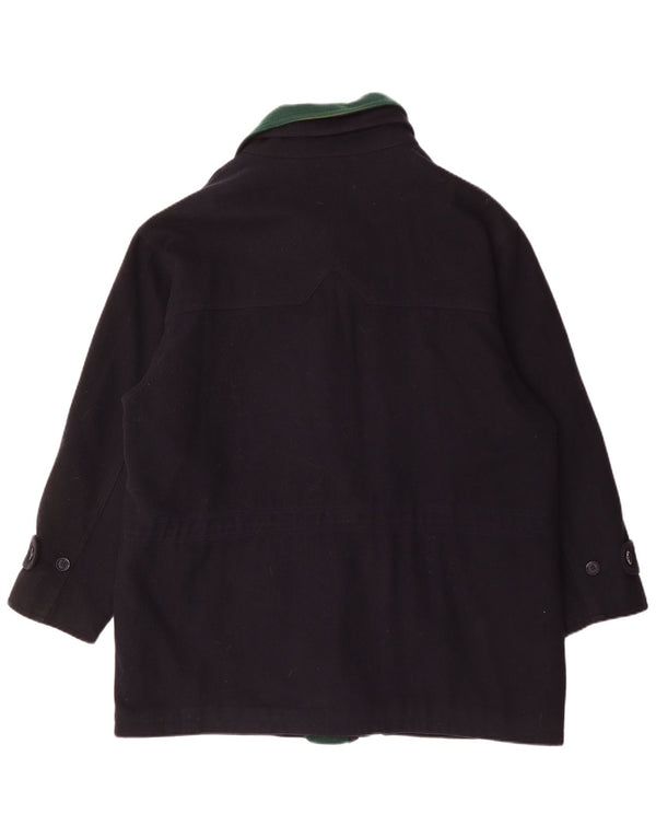 VINTAGE Abrigo para hombre Reino Unido 42 XL Lana azul marino