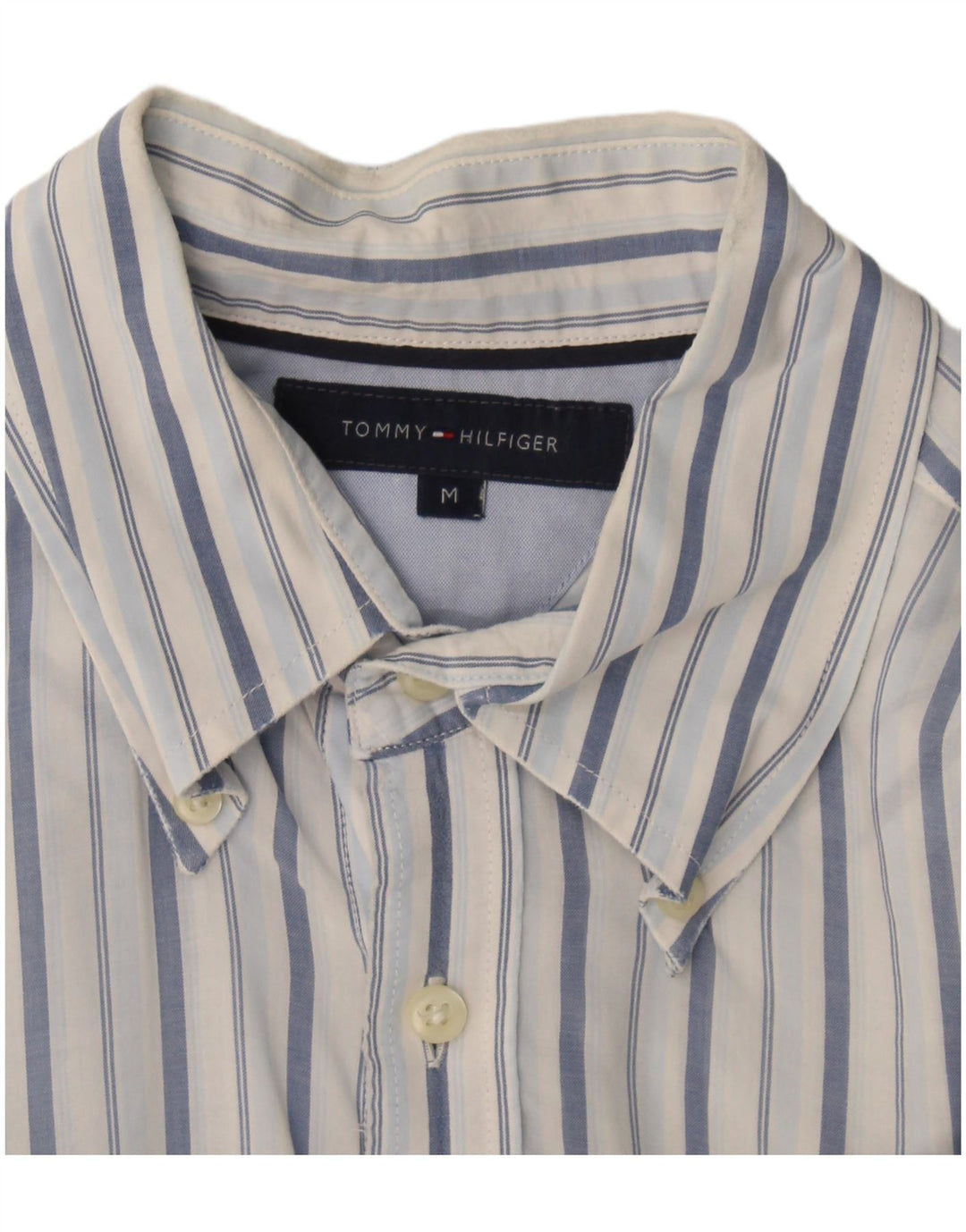 Camisa Tommy Hilfiger Hombre de Manga Corta de Rayas Azul Medio