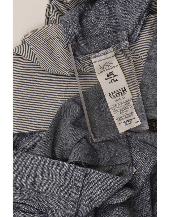 Pantalones cortos chinos Marks & Spencer para hombre W32 lino azul medio