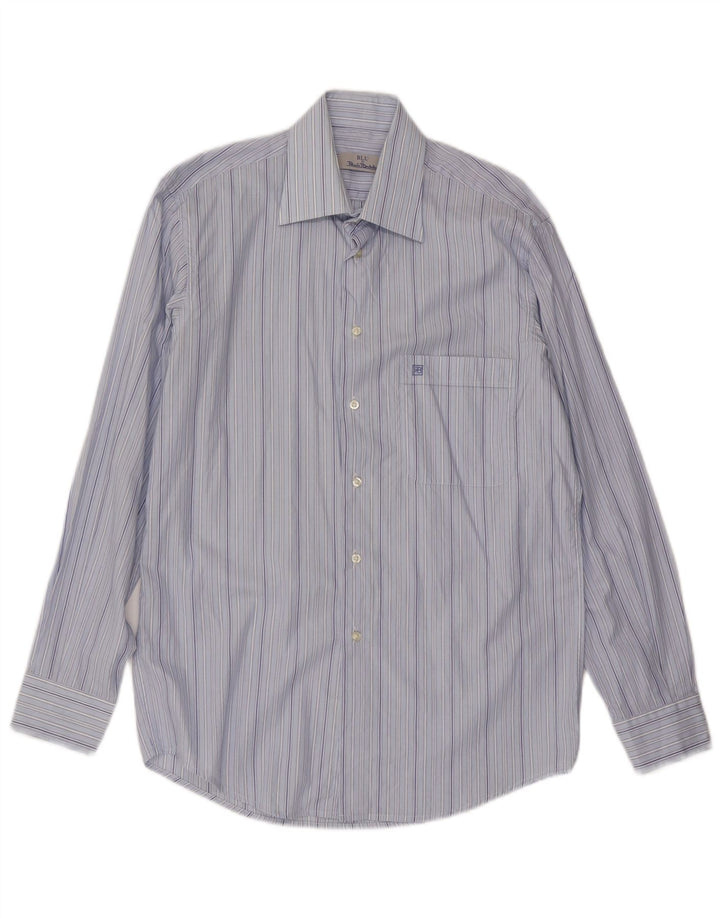 Renato Balestra Camisa Hombre Talla 39 15 1/2 Algodón Rayas Azul Medio