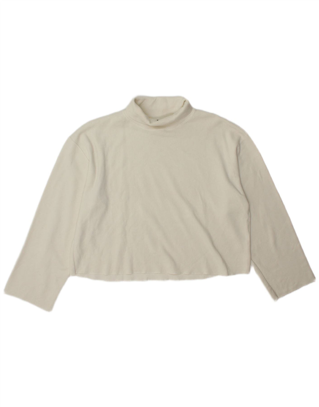 Zara Top corto con cuello vuelto y manga larga para mujer UK 40 Medium Off White