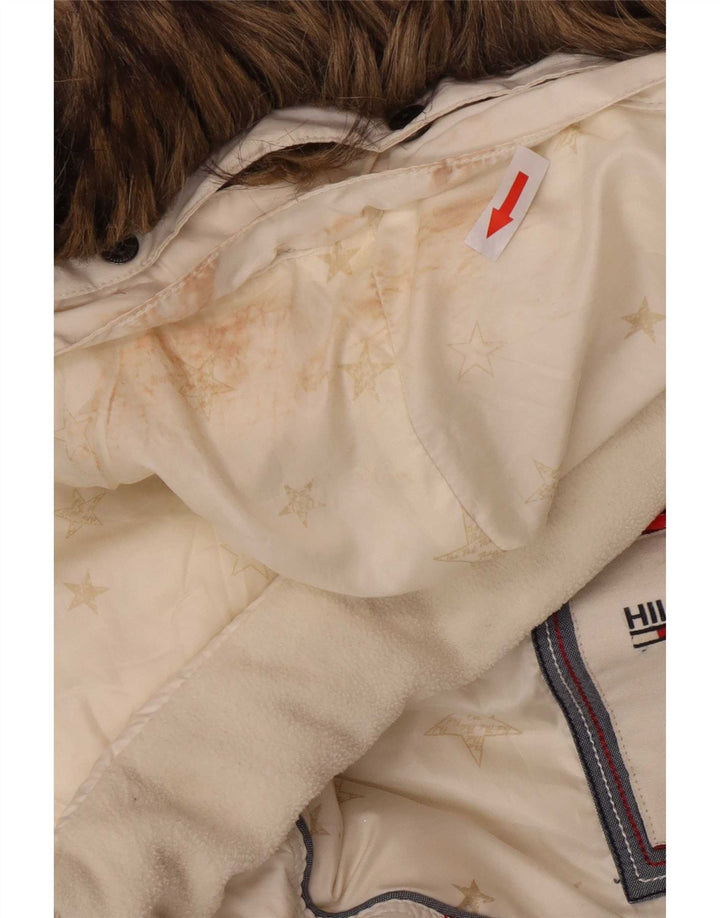 Tommy Hilfiger Abrigo acolchado con capucha para mujer UK 6 XS Poliéster blanco