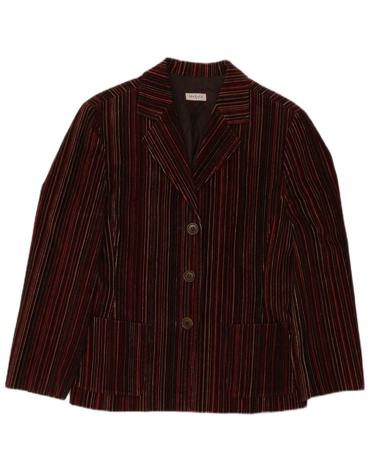 Max & Co. Chaqueta tipo blazer de 3 botones para mujer UK 10 Small Borgoña a rayas