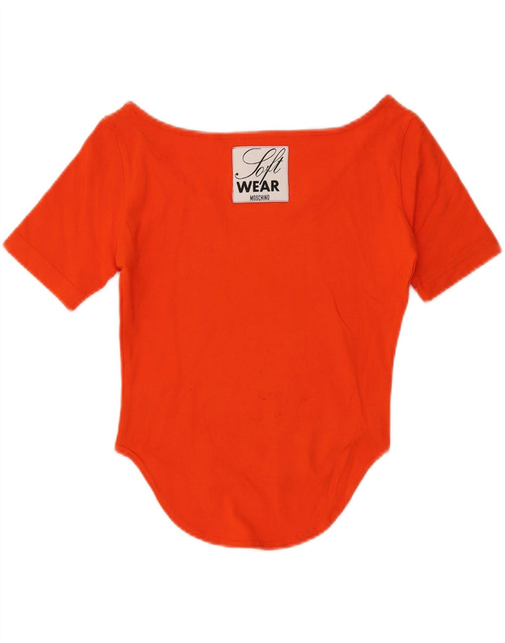 MOSCHINO Womens Crop Blouse Top IT 42 Medium Orange Cotton Vintage Moschino and Second-Hand Moschino from Messina Hembry 