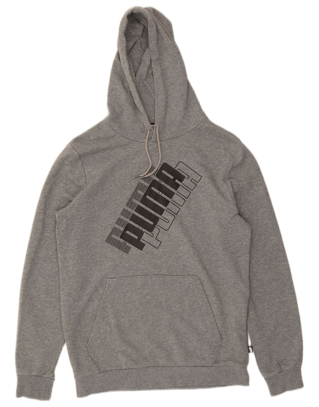 PUMA Mens Graphic Hoodie Jumper Small Grey Cotton