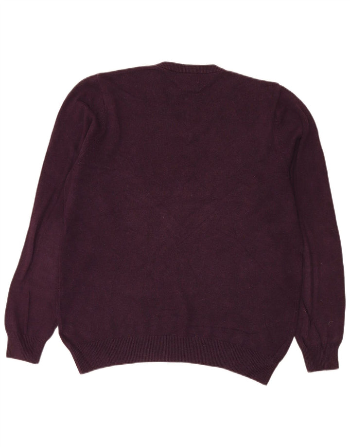 Marks & Spencer Suéter con Cuello en V para Hombre Algodón Granate Medio