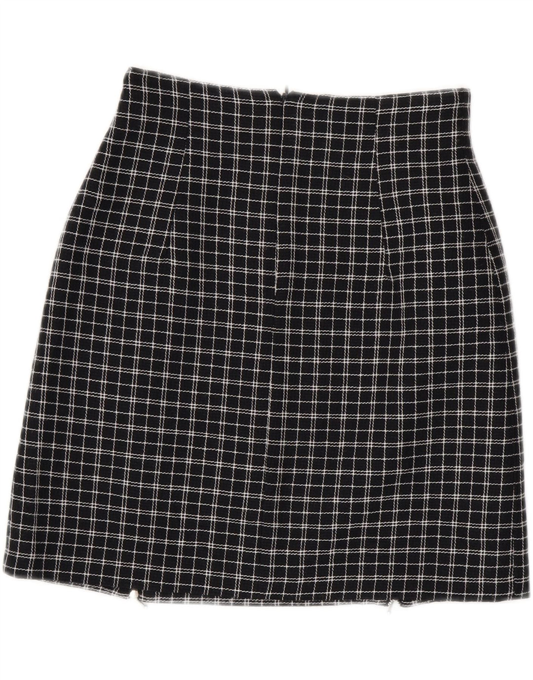 Falda recta vintage para mujer pequeña W26 poliéster a cuadros negros