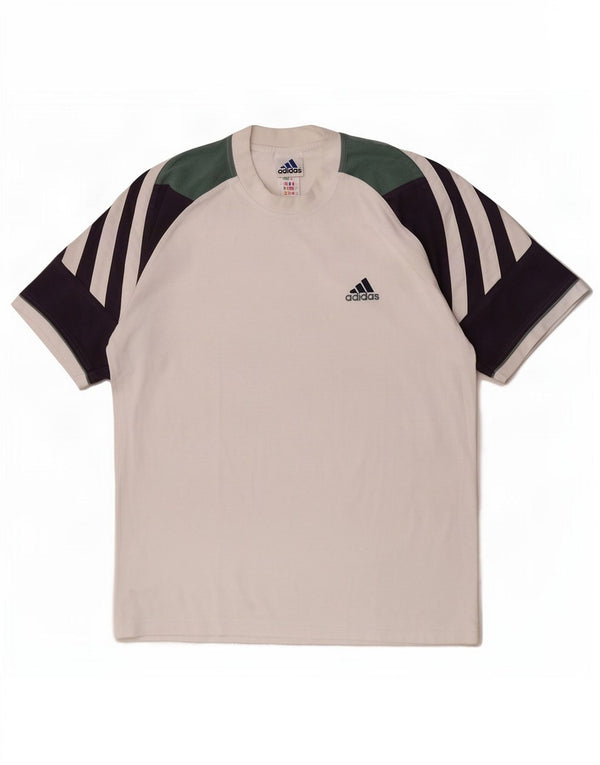 Adidas Camiseta para hombre Top UK 38/40 Medium Blanco Colorblock Algodón