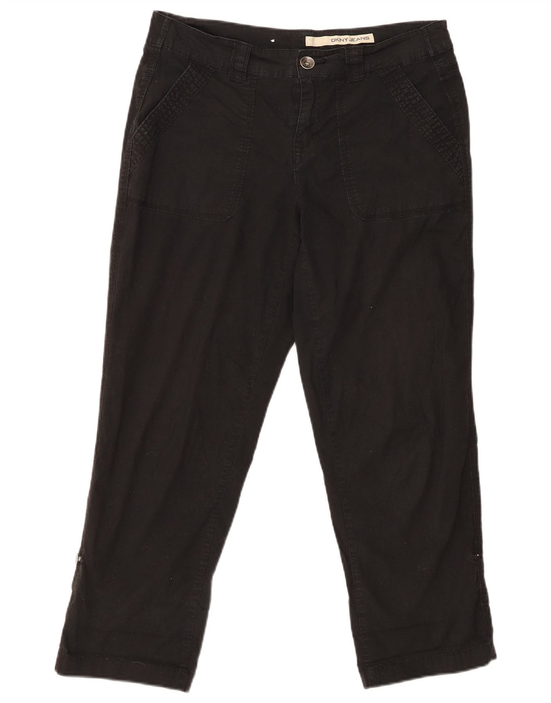 DKNY Pantalones cortos rectos para mujer US 8 Medium W30 L25 Algodón negro