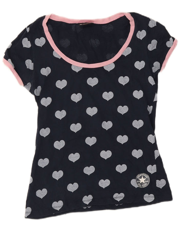 Converse - Camiseta con estampado abstracto para mujer, talla 40, talla mediana, color azul marino