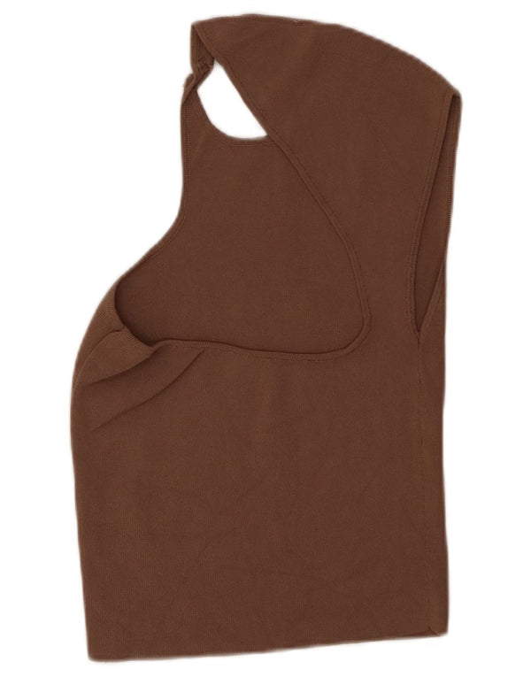 Zara Top corto sin mangas recortado para mujer UK 42 Viscosa marrón medio