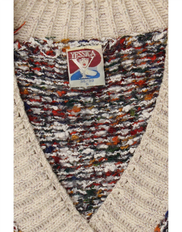 YESSICA Womens V-Neck Jumper Sweater EU 36/38 Small Multicoloured Flecked Vintage Yessica and Second-Hand Yessica from Messina Hembry 