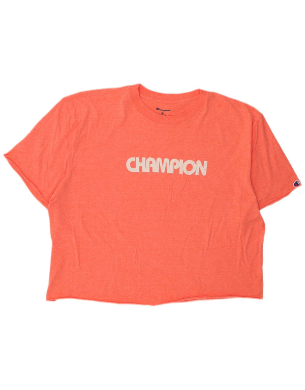 CHAMPION Camiseta corta con gráfico para mujer UK 20 2XL Naranja moteado
