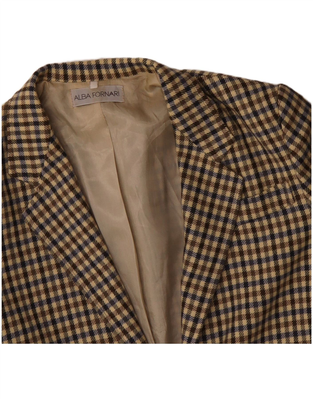 ALBA FORNARI Chaqueta tipo blazer larga para mujer UK 44 Medium Beige Gingham