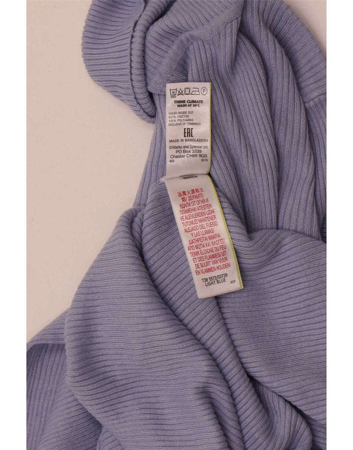 Marks & Spencer - Jersey con cuello vuelto para mujer, talla 40, viscosa azul mediana