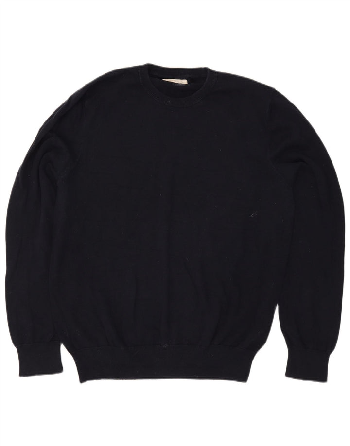 Marks & Spencer - Jersey de cuello redondo para hombre, talla grande, algodón azul marino
