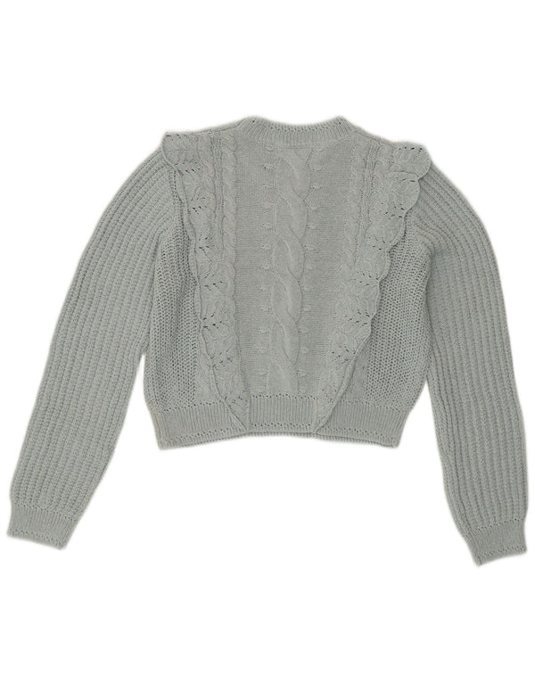 ZARA Mujer Crop Crew Neck Jumper Sweater UK 44 Azul Medio