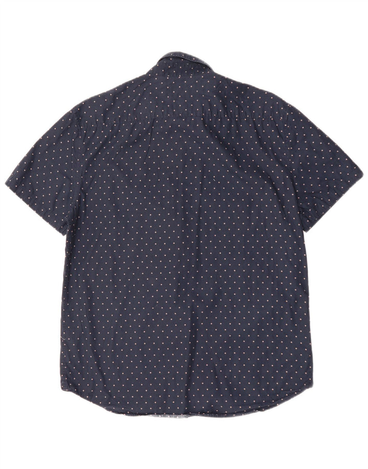 Jack Wills Camisa ajustada para hombre de algodón con lunares en azul marino grande