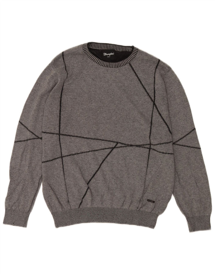 Wrangler Jersey De Cuello Redondo Para Hombre De Algodón Geométrico Gris Medio