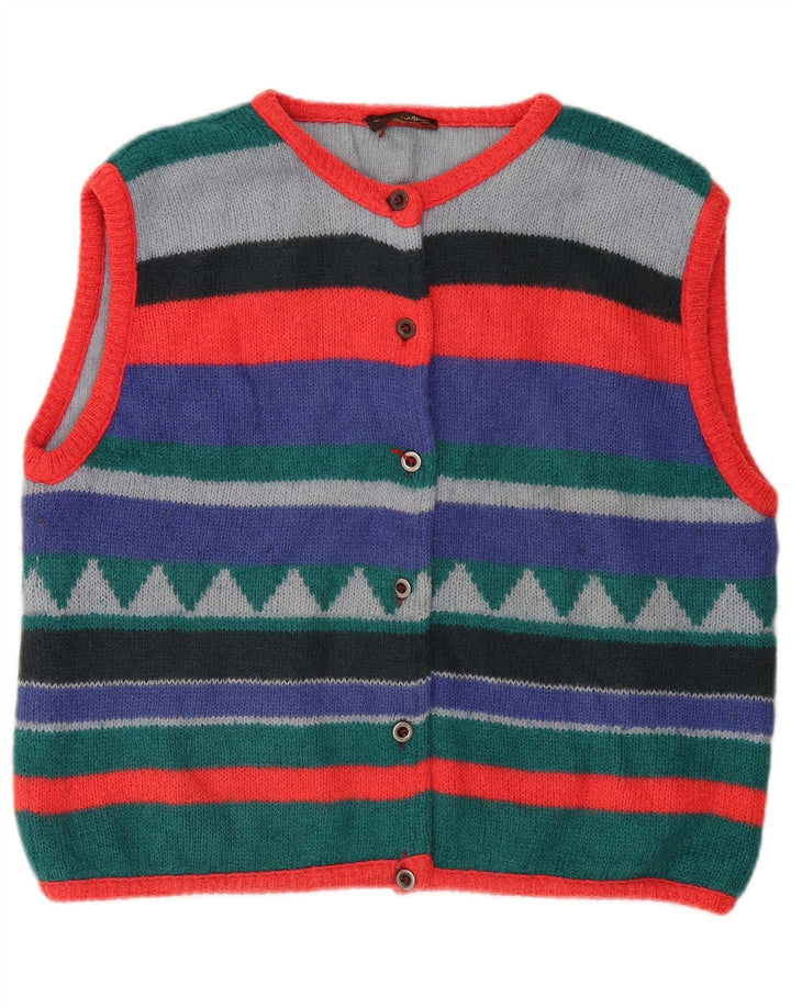 MAURICE ABOT Suéter tipo cárdigan para mujer UK 14 Mediano Rayas multicolores