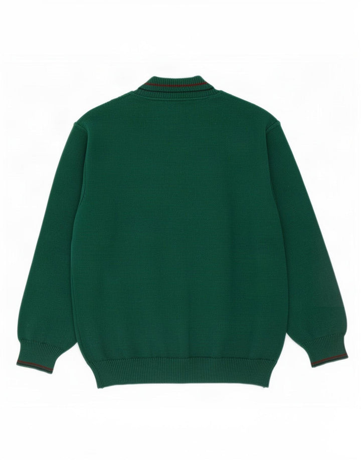 Il Granchio Jersey con Cuello en V para Hombre Large Green Argyle/Diamond Wool