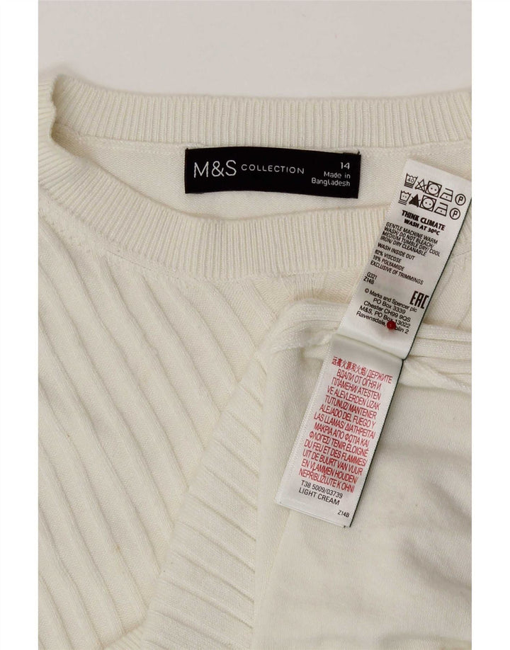 Marks & Spencer - Jersey para mujer con cuello barco, talla 40, talla mediana, color blanco