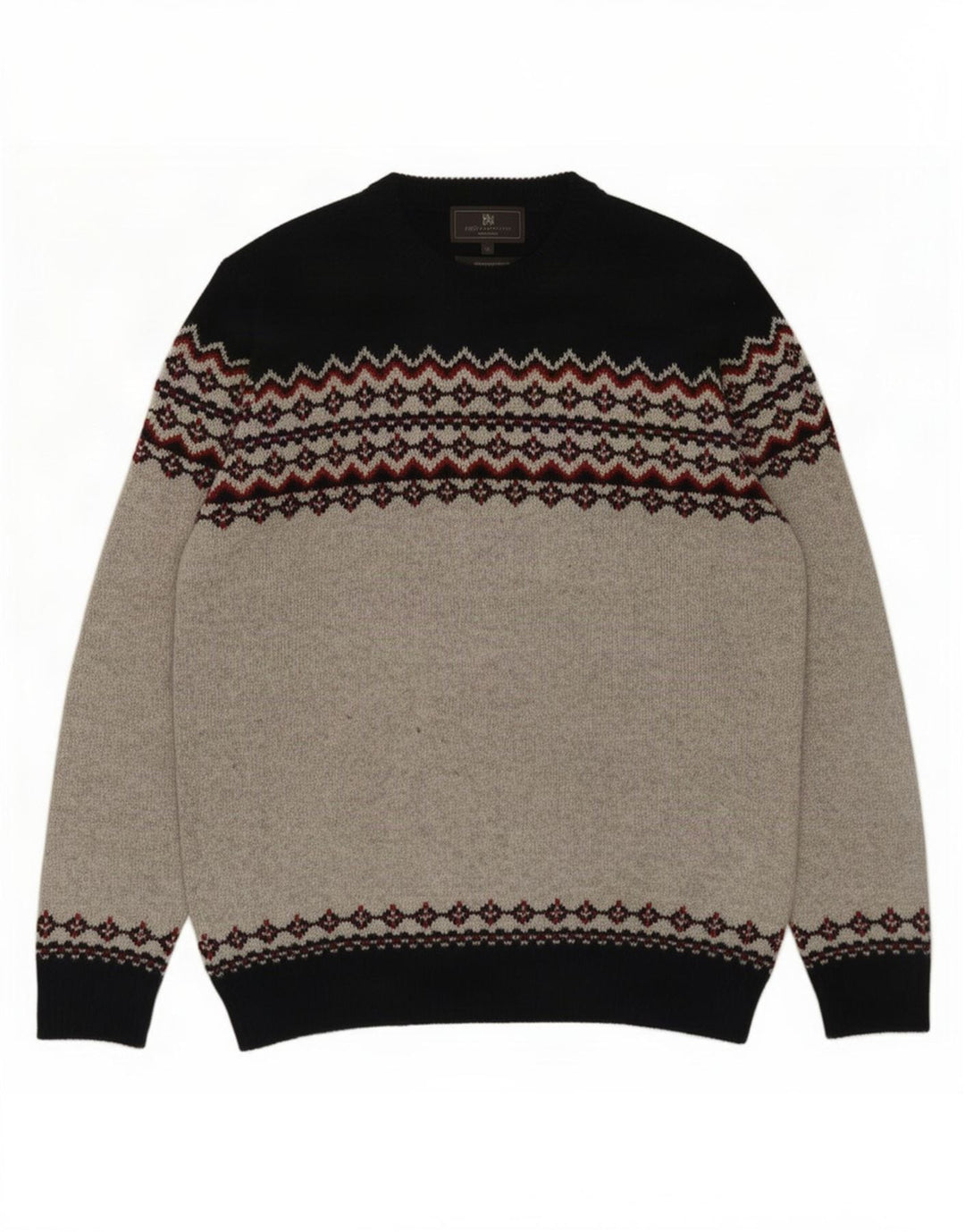 Marks & Spencer Jersey De Cuello Redondo Para Hombre Gris Medio Fair Isle