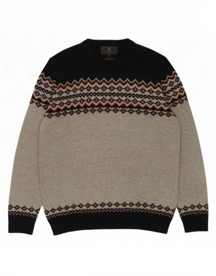 Marks & Spencer Jersey De Cuello Redondo Para Hombre Gris Medio Fair Isle