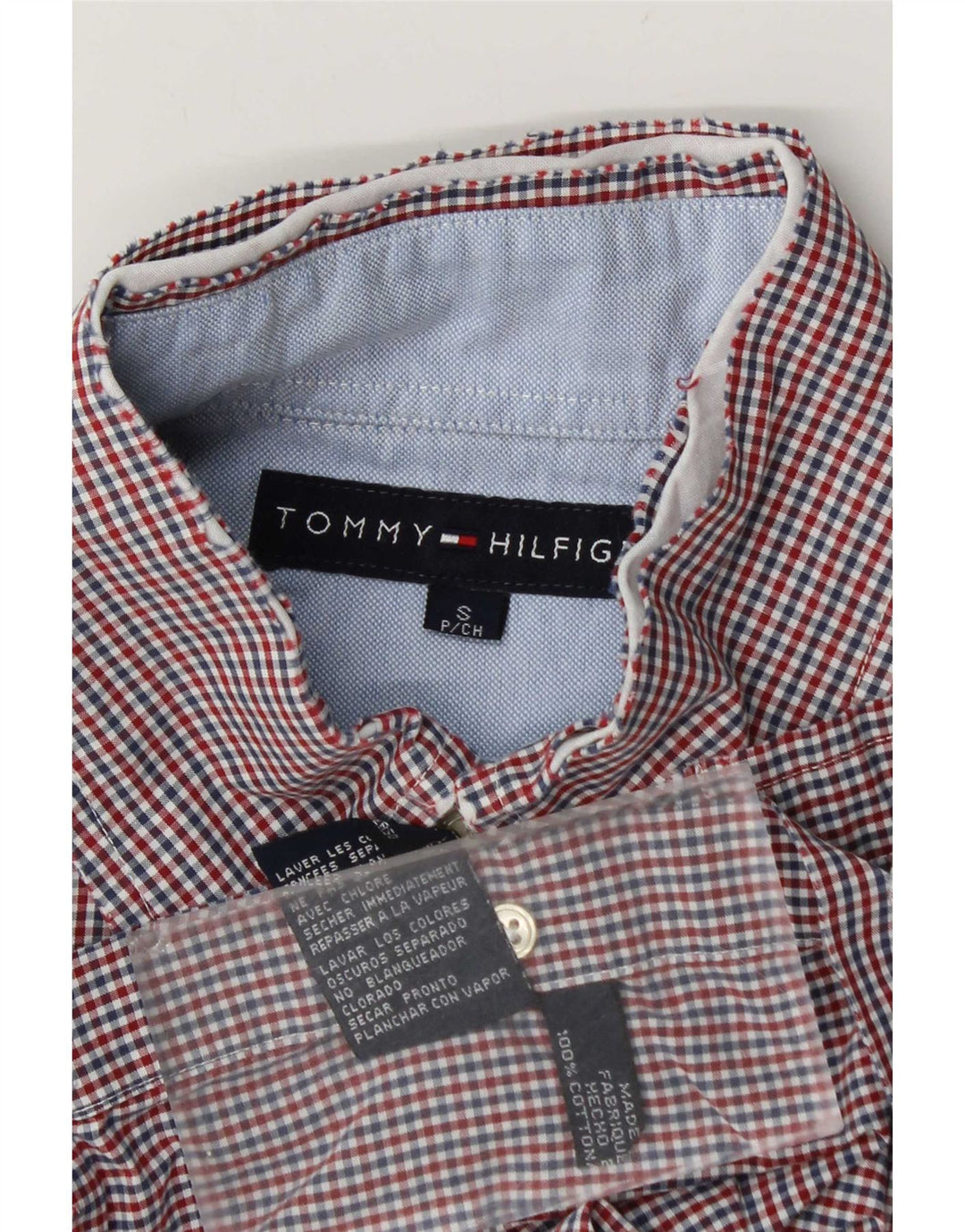 Camisa Tommy Hilfiger para hombre pequeña de algodón a cuadros rojo