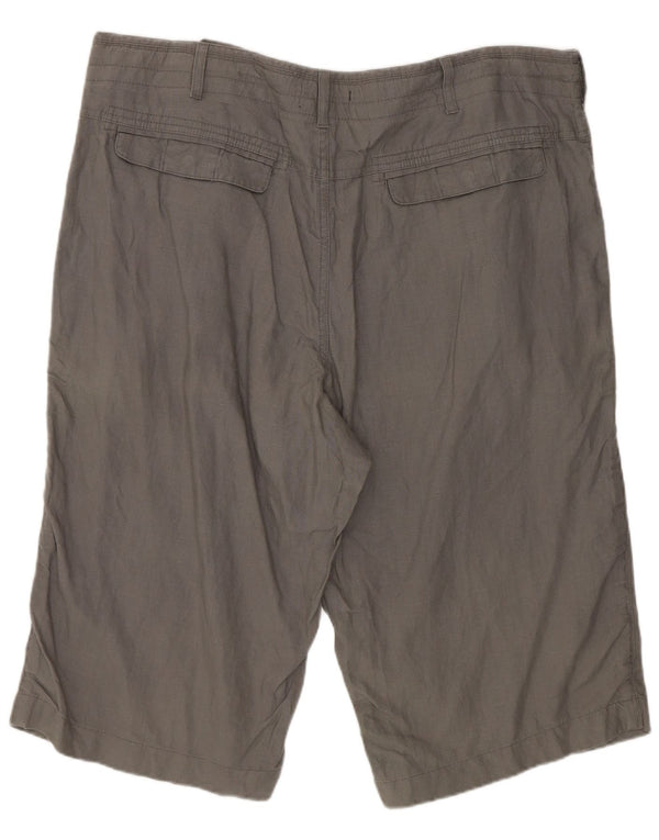 Marks & Spencer Pantalones cortos chinos para hombre W38 XL Lino gris