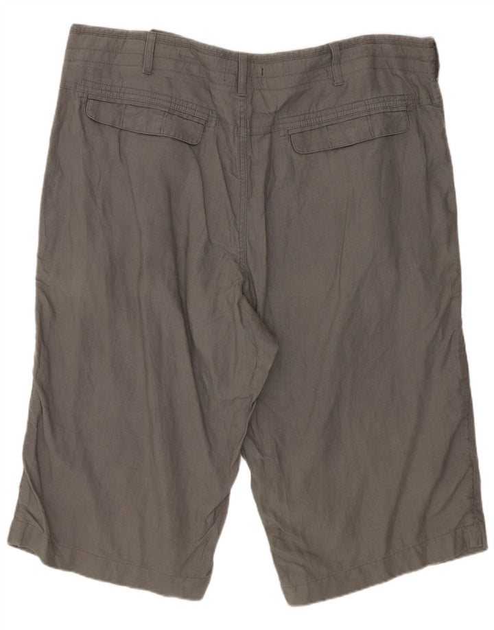 Marks & Spencer Pantalones cortos chinos para hombre W38 XL Lino gris