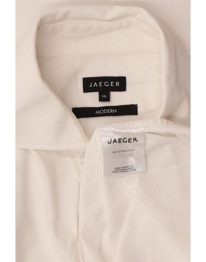 Jaeger Camisa de corte moderno para hombre Talla 16 Grande Algodón blanco