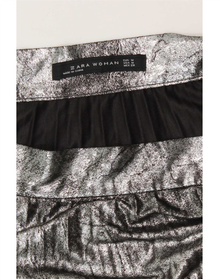 Zara Mujer Falda Plisada Knife Mediana W28 Plata