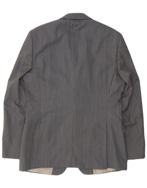 Hugo Boss Chaqueta tipo blazer de 2 botones para hombre EU 52 XL Lana virgen gris a rayas