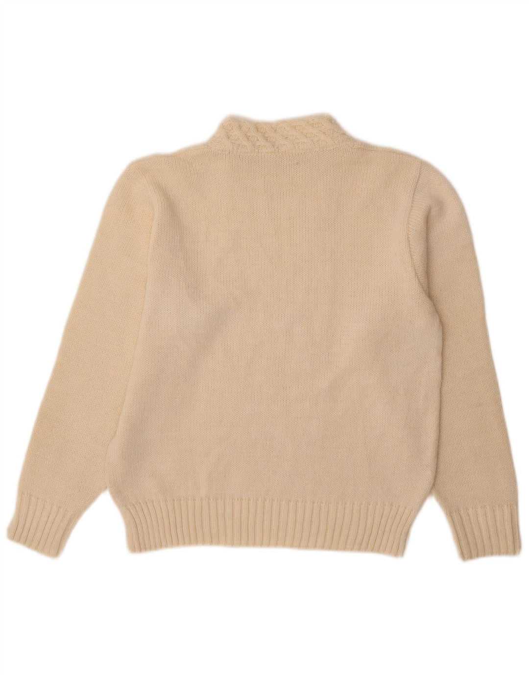 VINTAGE suéter de jersey de cuello de tortuga para mujer Reino Unido 16 grande de color blanco apagado