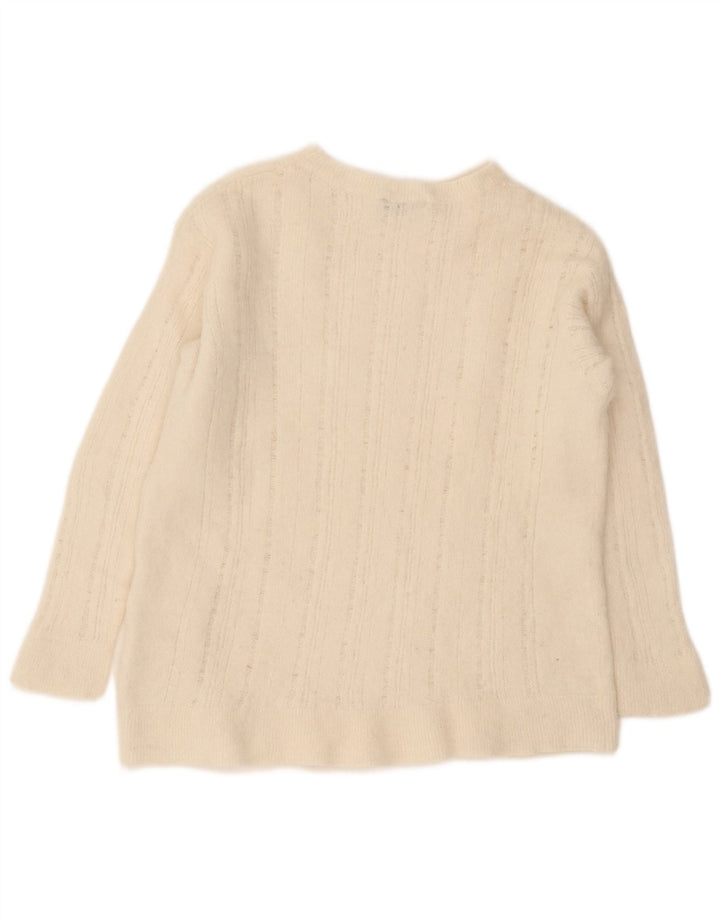 Zara - Jersey con cuello barco para mujer, talla 40, lana blanca mediana
