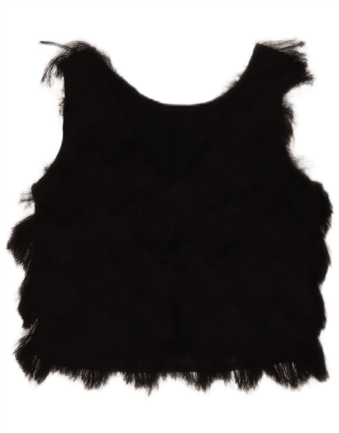 Zara Mujer Blusa Corta Sin Mangas Top UK 10 Small Poliéster Negro