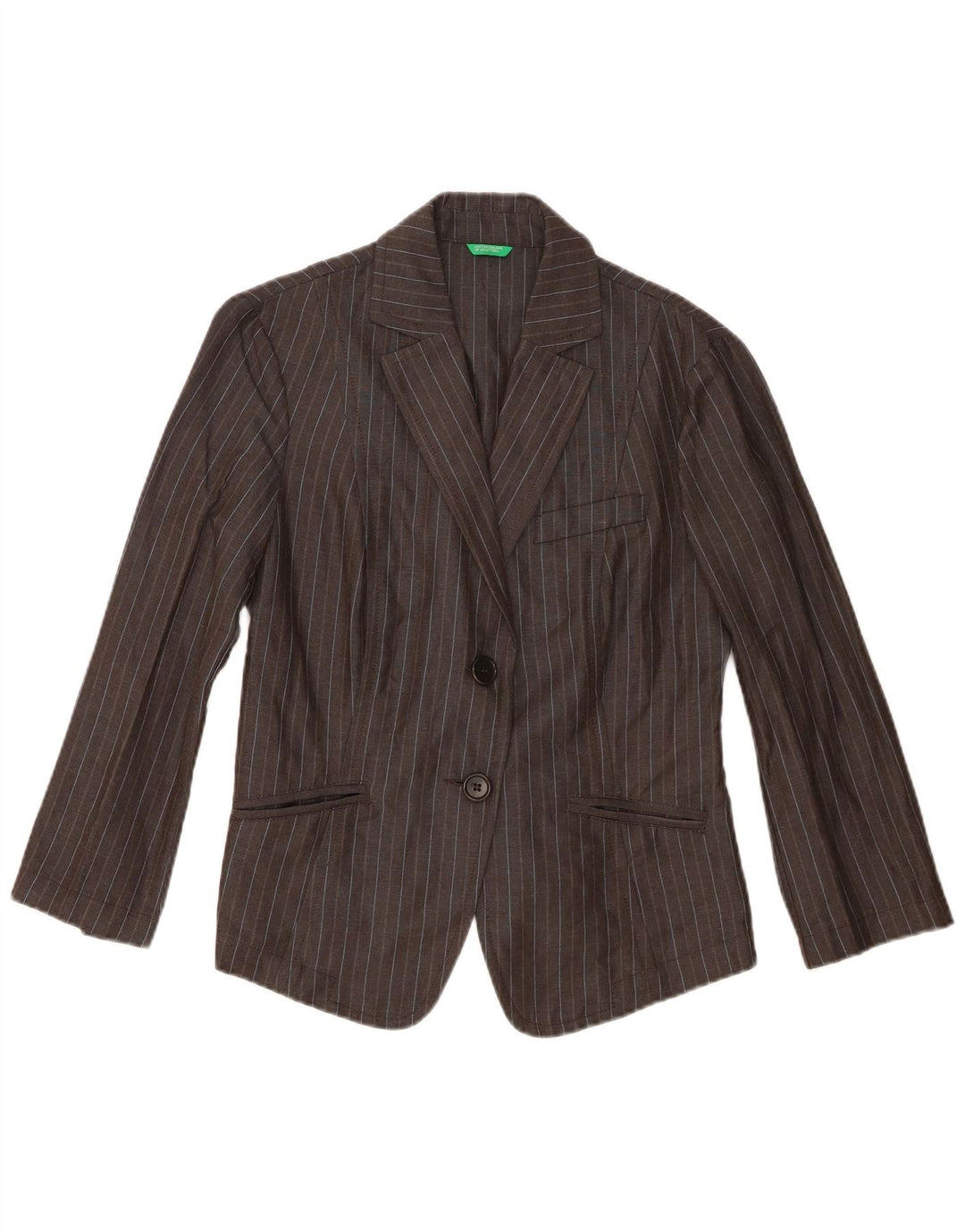 Benetton Blazer De 2 Botones IT 44 Viscosa A Rayas Gris Medio
