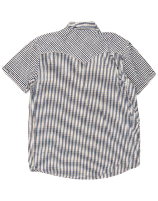Levi's Camisa de manga corta de ajuste estándar para hombre, algodón a cuadros azul grande