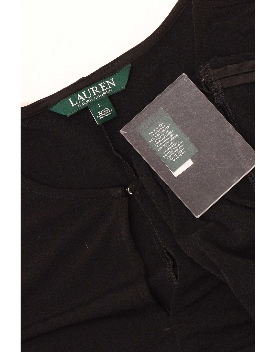 Ralph Lauren Top tipo túnica de manga 3/4 para mujer UK 46 Grande Poliéster negro